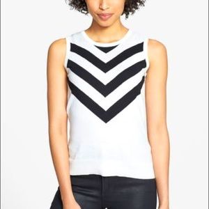 Anne Klein Chevron Cotton Blend Blouse Size Small